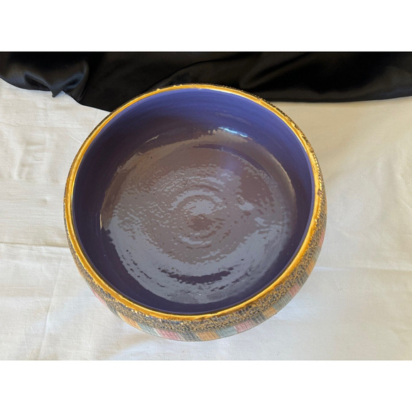 ITALIAN ART POTTERY LARGE BOWL ALDO LONDI BITOSSI "SETA" CERAMIC ITALY MCM GOLD - Picture 6 of 12